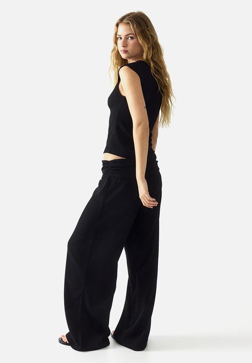 H&M - Wide gathered-waist trousers - black
