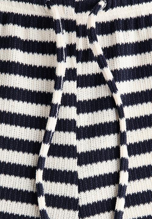 H&M - Knitted trousers - white/navy blue striped
