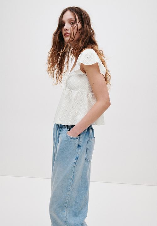 H&M - Pointelle jersey blouse - white