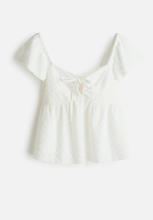 H&M - Pointelle jersey blouse - white