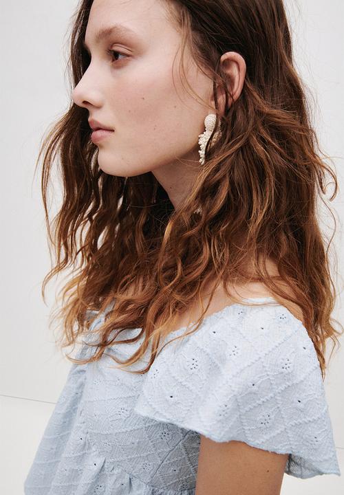 H&M - Pointelle jersey blouse - light blue