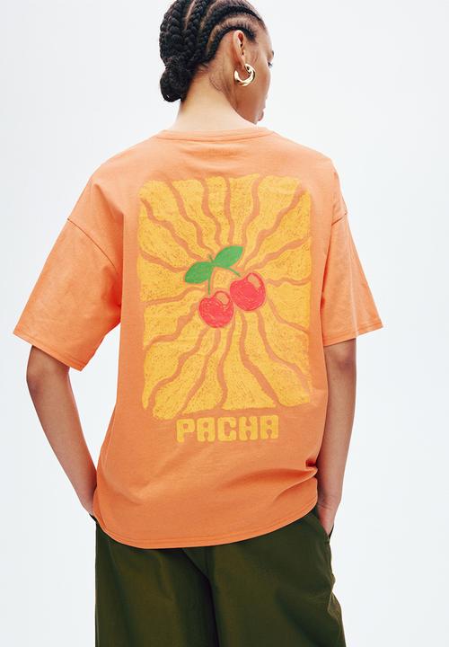 H&M - Oversized print-motif t-shirt - orange/pacha