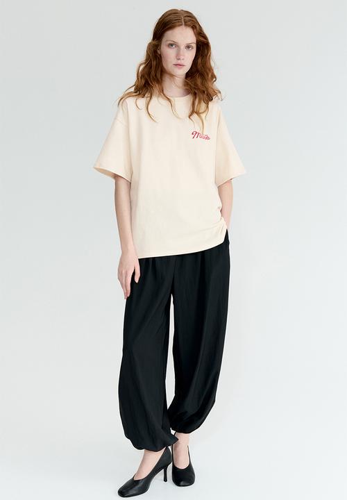 H&M - Oversized print-motif t-shirt - light beige/macchiato