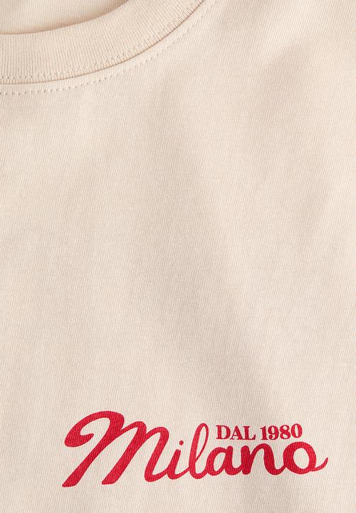 H&M - Oversized print-motif t-shirt - light beige/macchiato