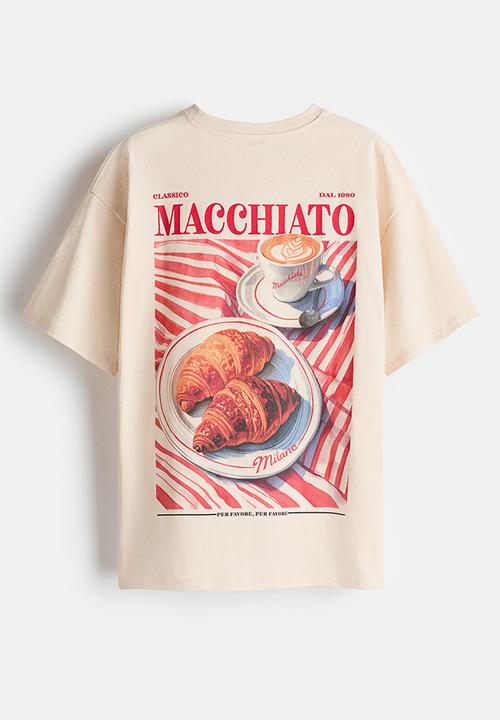 H&M - Oversized print-motif t-shirt - light beige/macchiato