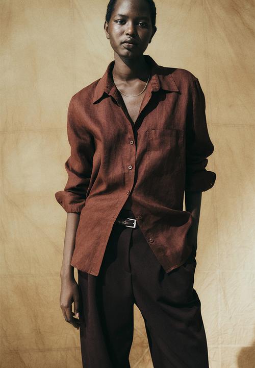 H&M - Linen shirt - dark brown