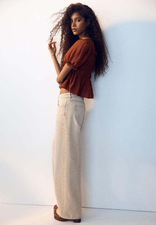 H&M - Smocked blouse - rust red