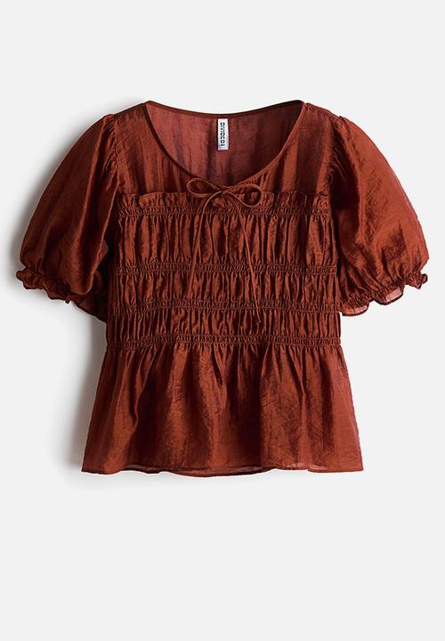 H&M - Smocked blouse - rust red