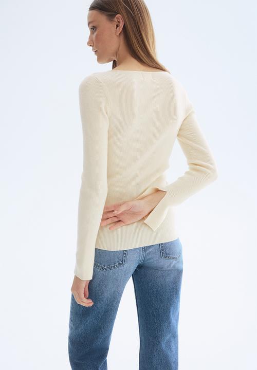 H&M - Rib-knit top - light beige