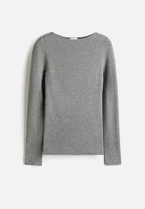 H&M - Rib-knit top - grey marl