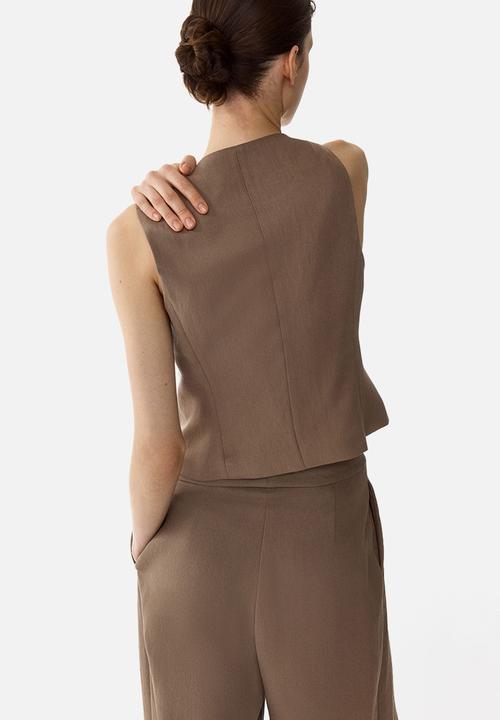 H&M - Waistcoat - dark beige