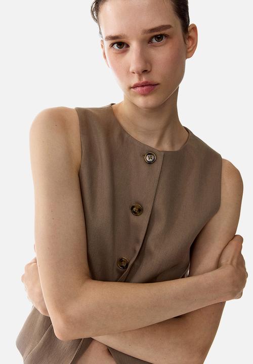 H&M - Waistcoat - dark beige