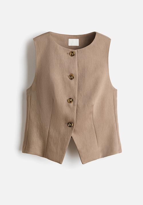 H&M - Waistcoat - dark beige