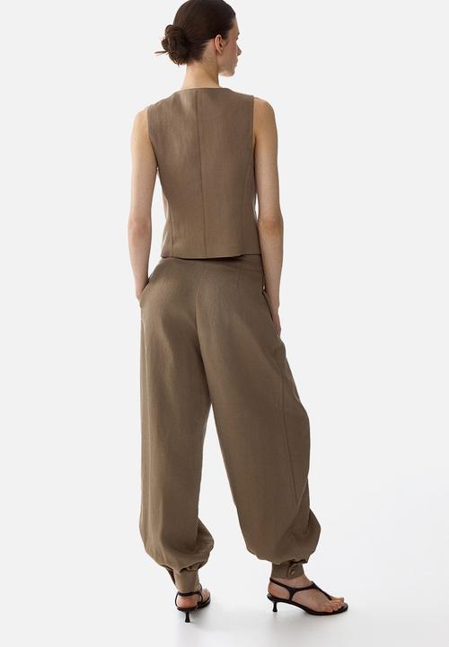 H&M - Balloon-leg twill trousers - dark beige