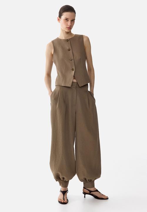 H&M - Balloon-leg twill trousers - dark beige