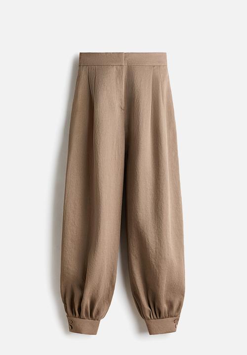 H&M - Balloon-leg twill trousers - dark beige