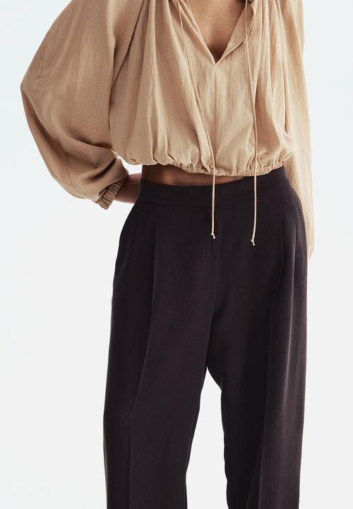 H&M - Barrel-leg twill trousers - dark brown