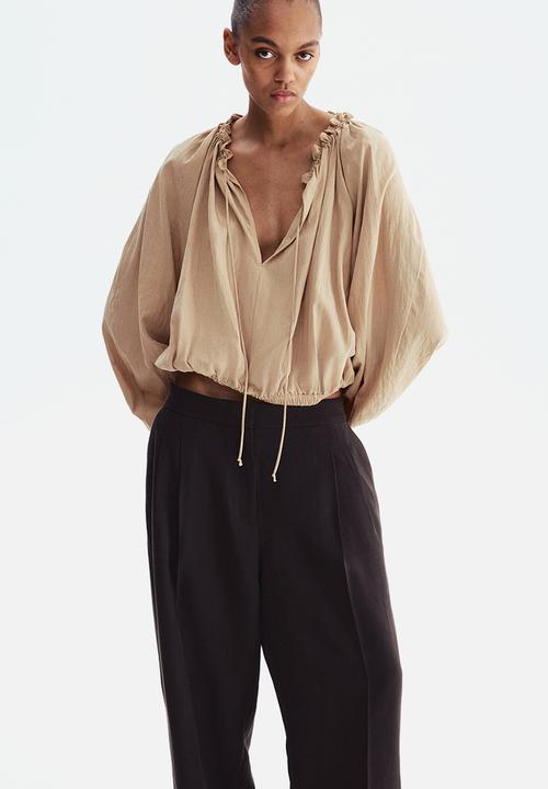 H&M - Barrel-leg twill trousers - dark brown