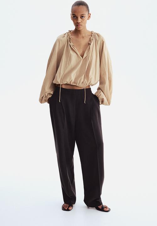 H&M - Barrel-leg twill trousers - dark brown