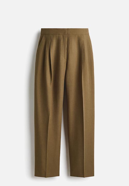 H&M - Barrel-leg twill trousers - khaki green