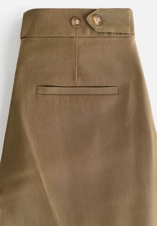 H&M - Barrel-leg twill trousers - khaki green