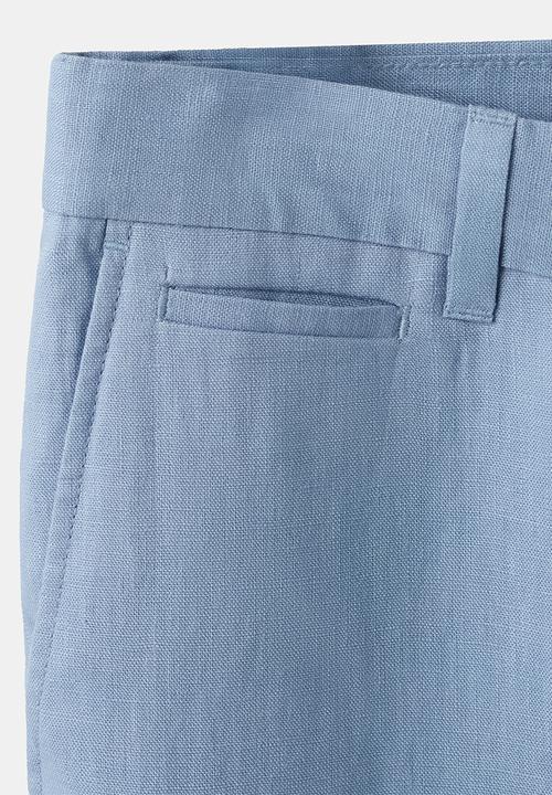 MANGO - Oyster Slim-fit 100% linen trousers- Sky-Blue