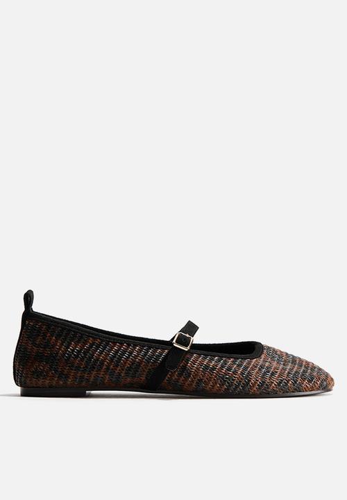 H&M - Straw mary janes - dark brown/leopard print