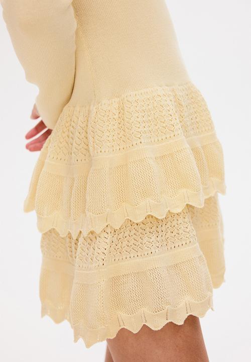 H&M - Tiered-skirt dress - light yellow
