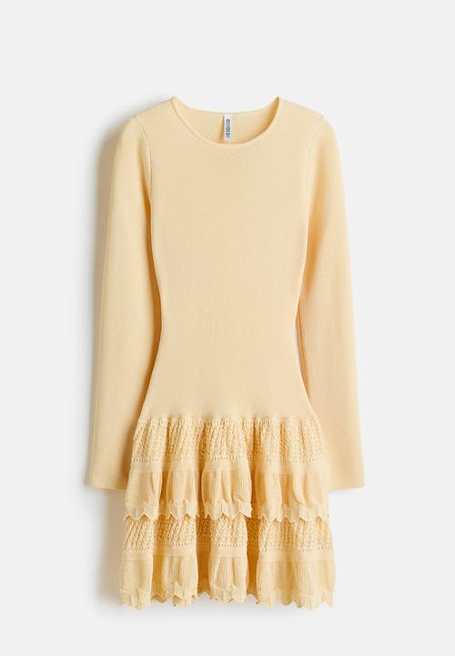 H&M - Tiered-skirt dress - light yellow