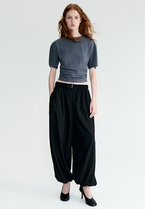 H&M - Ruched t-shirt - grey