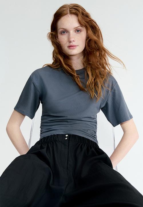 H&M - Ruched t-shirt - grey