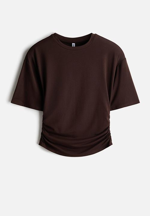 H&M - Ruched t-shirt - dark brown