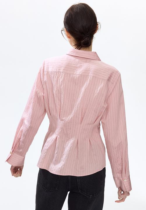 H&M - Waisted shirt - dusty pink/striped