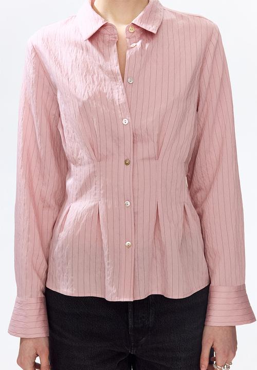 H&M - Waisted shirt - dusty pink/striped