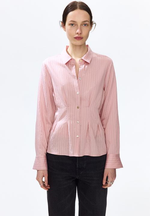 H&M - Waisted shirt - dusty pink/striped