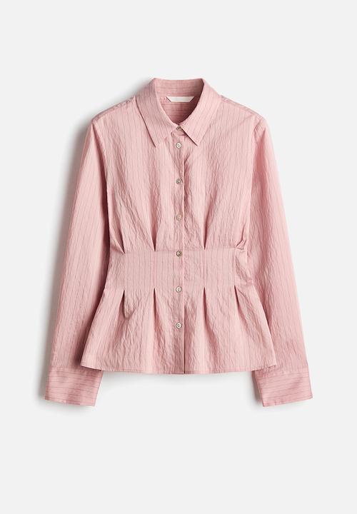 H&M - Waisted shirt - dusty pink/striped