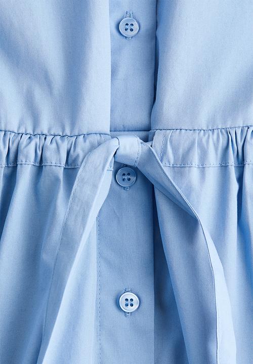 H&M - Drawstring-detail poplin shirt dress - light blue