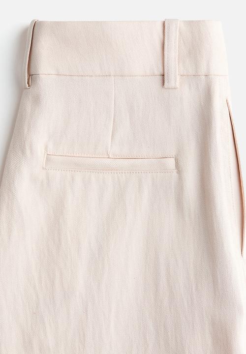 H&M - Wide linen-blend trousers - light beige
