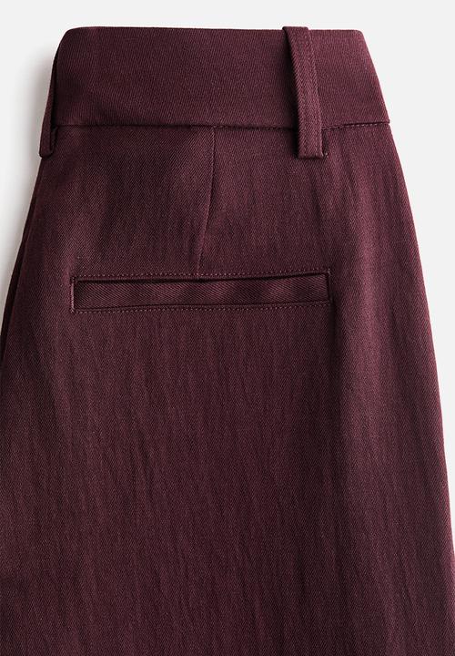 H&M - Wide linen-blend trousers - burgundy