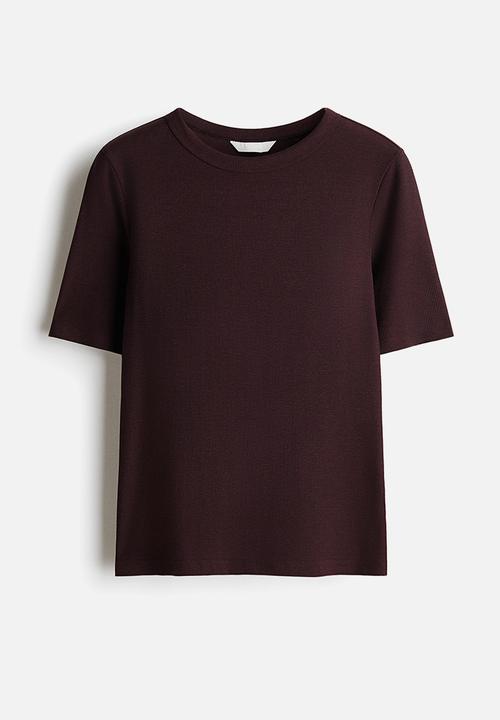 H&M - Ribbed T-shirt - dark brown