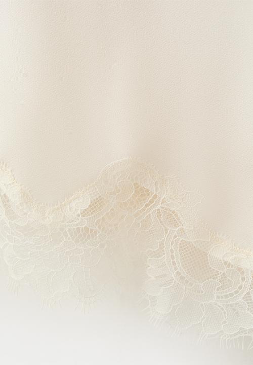 MANGO - Asymmetric lace camisole top - light beige
