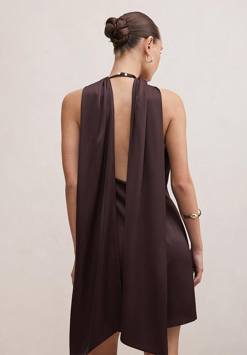 Forever New - Rowena mini scarf dress in plum - brown