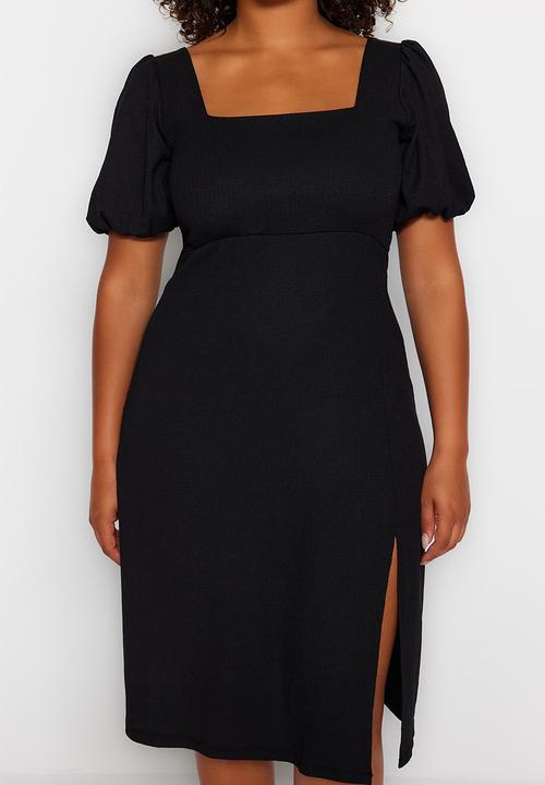 Trendyol - Plus slit knitted dress - black