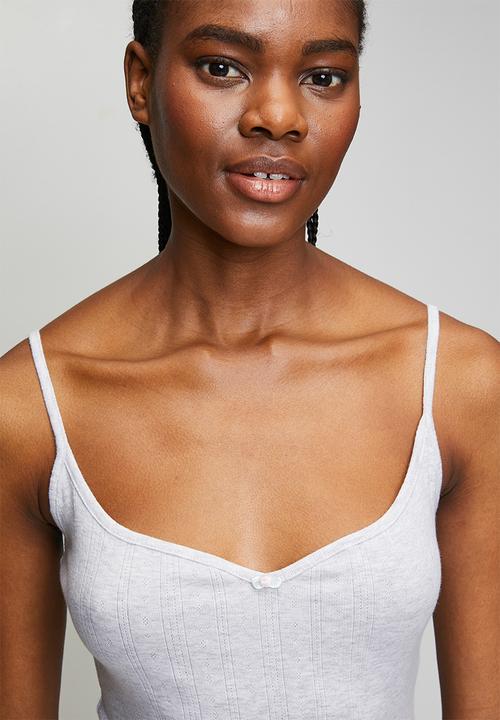 Cotton On - Dreamy Soft Pointelle Cami & Micro Short Set - Light Grey Marle