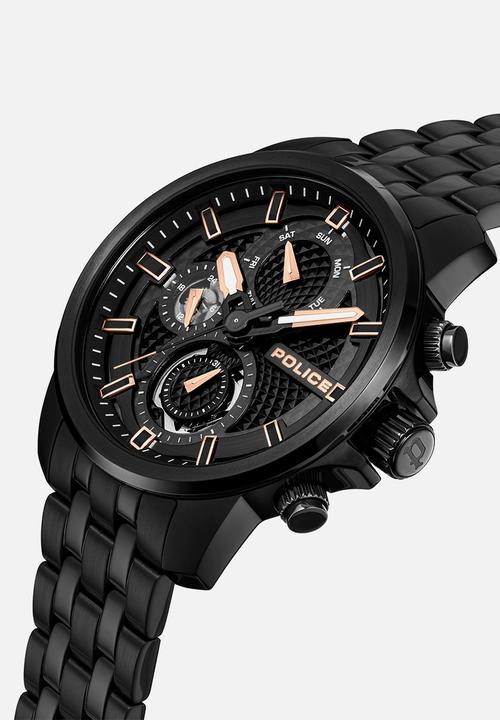 Police - IP Case Black Dial Black IP Steel Bracelet Starp  - Black