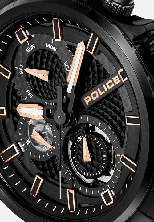 Police - IP Case Black Dial Black IP Steel Bracelet Starp  - Black
