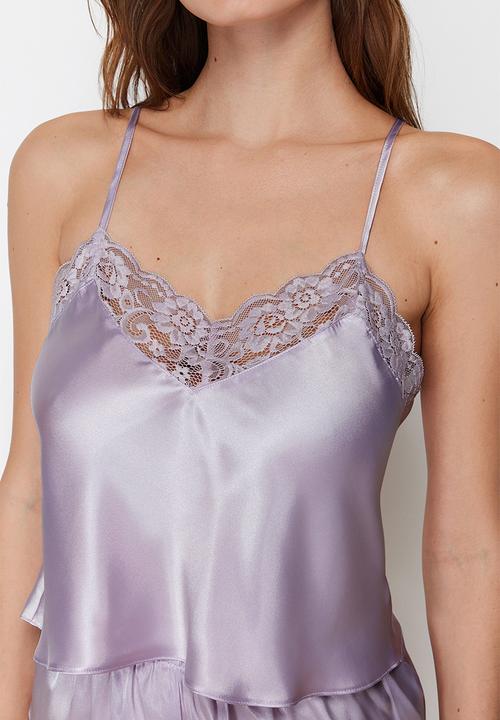 Trendyol - Lace rope pajamas set - lilac