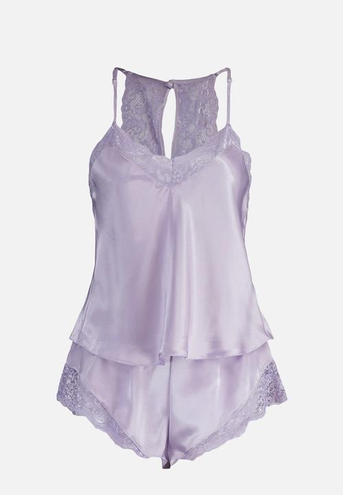 Trendyol - Lace rope pajamas set - lilac