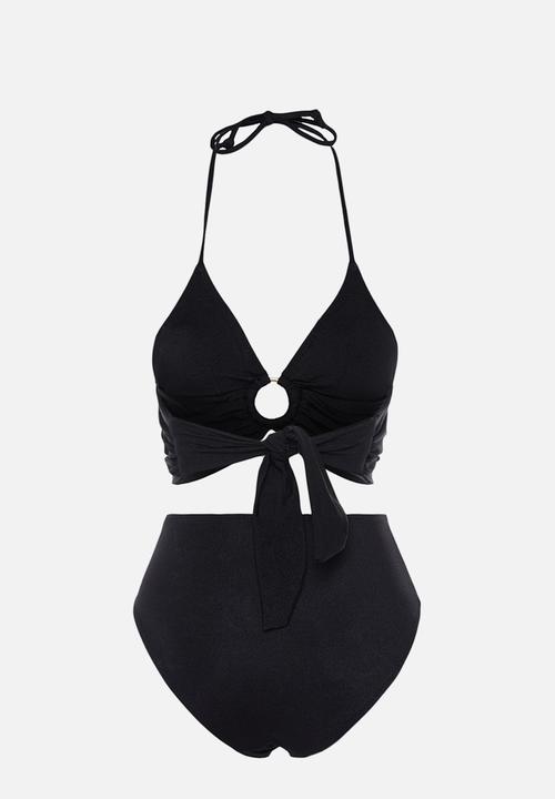 Trendyol - Accessory bralette bikini set - black