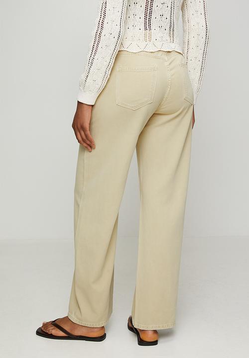 MANDI - Mid Waist Wide Leg 5 Pocket Overdye Denim Jean - Light Stone
